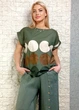 Бавовняна блуза оливкова з гороховим принтом Insta 16-103 - оливковий - M-XL - изображение 4
