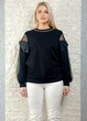 Джемпер з люрексом, фатином та кристалами чорний di classe 24-2781 - M-XL - чорний - изображение 2