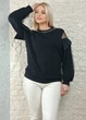 Джемпер з люрексом, фатином та кристалами чорний di classe 24-2781 - M-XL - чорний - изображение 5