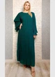 Коктейльна шифонова плісе сукня максі зелена Moda Italia 21-303 - зелений - XL-XXL - изображение 2