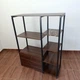Стелаж книжковий із шафкою 120×90×34 см, підлогова етажерка з полицями ЛДСП та металевим каркасом, органайзер для зберігання книг, документів, декору та речей, меблі у стилі Loft для дому, офісу, кабінету, вітальні й передпокою Темний Горіх, MB-080-Walnut - зображення 2