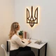 Настенное декоративное панно Герб Украины (Трезубец) с LED-подсветкой деревянный, тёмный орех, 36×75 см, тёплый белый свет - изображение 12