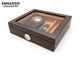 Х'юмідор для 15-20 сигар зі скляною кришкою та аксесуарами Walnut Matte Finish - изображение 2