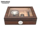 Х'юмідор для 15-20 сигар зі скляною кришкою та аксесуарами Walnut Matte Finish - изображение 1