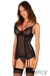 Корсет прозорий з пажами для панчох Obsessive Glandez corset M/L Чорний - зображення 1
