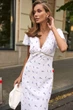 Сукня міді в квітковий принт DR019 2605347422110 L/XL Молочний - зображення 2