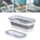 Складное ведро с ручками силиконовое для швабр LY-34 17х57х26 см Белый/Серый - изображение 1