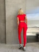 Спортивный женский костюм Hot с имитацией белья для фитнеса и йоги (кроп-топ футболка + леггинсы) c двойным Push Up L Красный (JB03_HOTL) - изображение 10