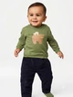 Свитшот двунитка для мальчика Lupilu Ecoprint 467335 074-80 см (6-12 months) хаки - изображение 2