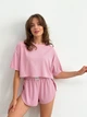 Жіночий трійка футболка шорти топ Ester Collection L-XL Рожевий - зображення 10
