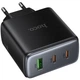 Мережевий зарядний пристрій Hoco C160A Upgrade PD65W+QC3.0 (1USB-A/2C) Black - изображение 5