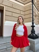 Костюм женский двойка юбка-шорты баллон+рубашка красного цвета 38936 44/46 - изображение 5