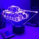 Светильник ночник декоративный ручной работы с пультом «Немецкий тяжелый танк Королевский Тигр. Военная тематика» 3D лампа с Led-подсветкой (7 цветов 4 режима) (3DT015) - изображение 5