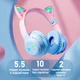 Наушники детские беспроводные Cat Ear BT618 кошачьи ушки с RGB подсветкой цвет черный - изображение 2