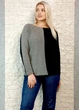 Джемпер з шерсті та кашеміру летюча миша чорний з сірим Cashmere blend 28-2128 - сірий - M-XL - изображение 2