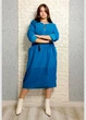 Сукня з мікровельвету з поясом бірюзова New Collection 22-831 - бірюзовий - L-XXL - изображение 5