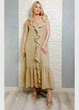 Літня лляна сукня максі А-силуету бежева New Collection 29-1201 - бежевий - M-XL - изображение 2