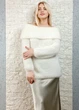Светр фактурної в'язки з широкою горловиною білий Italy Moda 22-025 - білий - M-XL - изображение 2