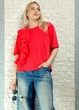 Футболка бавовняна з батистовим воланом червона Gioya 17-021 - L-XL - червоний - зображення 2