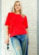 Футболка бавовняна з батистовим воланом червона Gioya 17-021 - L-XL - червоний - зображення 3