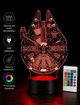 Світильник нічник декоративний ручної роботи з пультом «Star Wars Сокіл Тисячоліття Зоряні війни» 3D лампа з Led-підсвічуванням (7 кольорів 4 режими) (3DP002) - зображення 1
