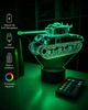 Светильник ночник декоративный ручной работы с пультом «Американский средний танк M4 Sherman. Военная тематика» 3D лампа с Led-подсветкой (7 цветов 4 режима) (3DT026) - изображение 1