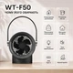 Мини-кондиционер WT-F50 – портативный вентилятор, охладитель и увлажнитель воздуха с двойным распылением, автоповоротом, LED-подсветкой, 3 скорости, аккумулятор 4000 мА·ч, USB, резервуар 350 мл, черный - изображение 3