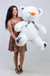 Плюшевый мишка с шарфиком Teddy Boom Клетка 130 см белый - изображение 3