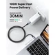 Дата кабель USB-C to USB-C 3.0m 5A 100W US316 Black Ugreen (90120) - зображення 2