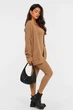 Костюм женский однотонный коричневого цвета Fashion размер 42-48 (217010) - изображение 2