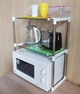 Полка-органайзер для микроволновой печи Multifunctional Storage Rack телескопическая кухонная полка над микроволновой печью металлический стеллаж для кухни с крючками - изображение 1