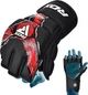 Тренировочные перчатки RDX GRAPPLING GLOVES NEW AURA F17 черный, красный Уни S - изображение 3