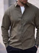 Мужская рубашка классическая однотонная Tencel Comfort Оливковая M - изображение 3