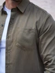 Мужская рубашка классическая однотонная Tencel Comfort Оливковая M - изображение 6