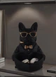 Статуэтка Бульдог в очках с чашей в виде сердечка для хранения мелочей, ключей и украшений, декоративный органайзер Черный 21 см -COPY- - изображение 1