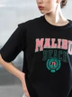 Женская футболка оверсайз из хлопка с принтом MALIBU BEACH teamv Черная M - зображення 2