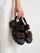 Жіночі босоніжки PARADIZE SHOES коричневого кольору із натуральної замші з широкими ремінцями на липучках 39 розмір (устілка 24,7 см) - зображення 1