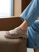 Женские босоножки PARADIZE SHOES темно-бежевого цвета из натуральной кожи с широкими ремешками на липучках 37 размер (стелька 23,6 см) - изображение 2