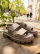 Женские босоножки PARADIZE SHOES темно-бежевого цвета из натуральной кожи с широкими ремешками на липучках 37 размер (стелька 23,6 см) - изображение 3