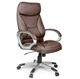 Офисное кресло Hanert Comfortum Brown коричневое из экокожи с высокой спинкой, мягкими подлокотниками и механизмом TILT, вращающее - изображение 6