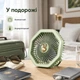 Компактный портативный настольный аккумуляторный вентилятор USB Type-C с LED-подсветкой и регулировкой скорости для дома офиса спальни и путешествий Зеленый - изображение 7
