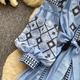 Женское вышитое платье с длинными рукавами летнее хлопковое бохо One size Голубое - изображение 7