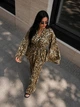 Костюм женский My fashion 1675 леопардовый кимоно с брюками палаццо one size коричневий - изображение 5