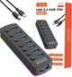 Hub USB Zenwire HUB11 7x USB 3.0 z dodatkowym zasilaniem i RGB LED czarny - obraz 2