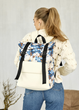 Стильный женский рюкзак городской Sambag RollTop с экокожи с цветочным принтом белый - изображение 11