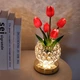 Настольная лампа LED светильник Lesko Tulips Crystal SJP0723002 Red ночник в виде букета тюльпанов - изображение 2