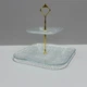 Фруктовница стеклянная 2-х ярусная 26,5х26,5х24 см Yujing GlassWare 4033 прозрачная с золотым - изображение 3