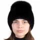 Жіноча зимова в'язана норкова шапка Хутряний Стиль Кулька з бубоном з хутра песця 54-60 Чорний (123/J) - зображення 2