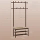 Вішалка-стелаж для одягу та взуття з лавкою 71×30×169,5 см, коричнева - зображення 2