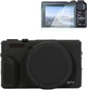 Комплект Чехол / Защитное Стекло для фотокамеры Canon g7x Mark III Силиконовый Черный - изображение 1